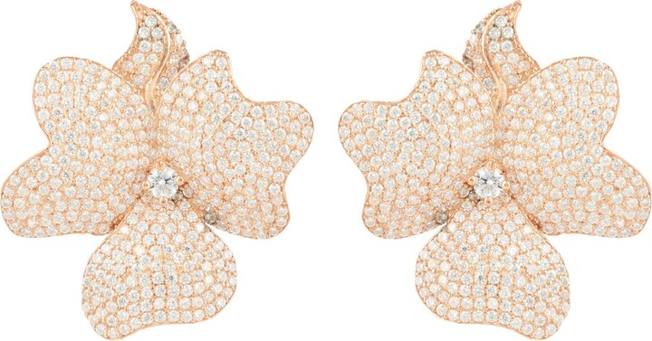 Latelita White / Rose Gold Flower Large Stud Earrings Rose Gold