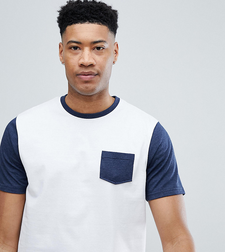 Jacamo T-Shirt With Contrast Sleeve And Pocket - ShopStyle