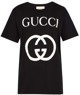 Gucci Logo Print Cotton T Shirt - Mens - Black White