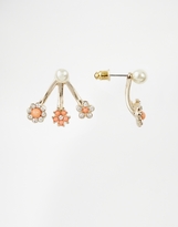 Thumbnail for your product : Oasis Faux Pearl Flower Through & Through Stud Earrings