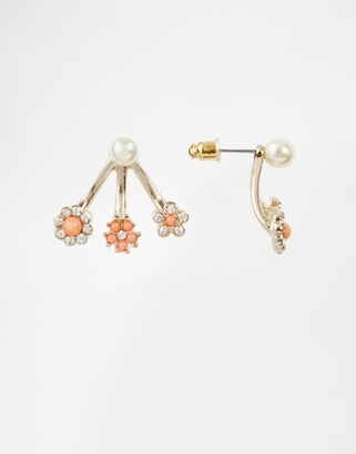 Oasis Faux Pearl Flower Through & Through Stud Earrings