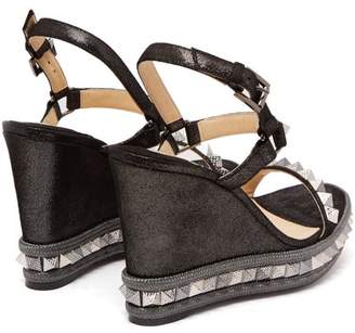 Christian Louboutin Pyraclou 120 Leather Flatform Sandals - Womens - Black