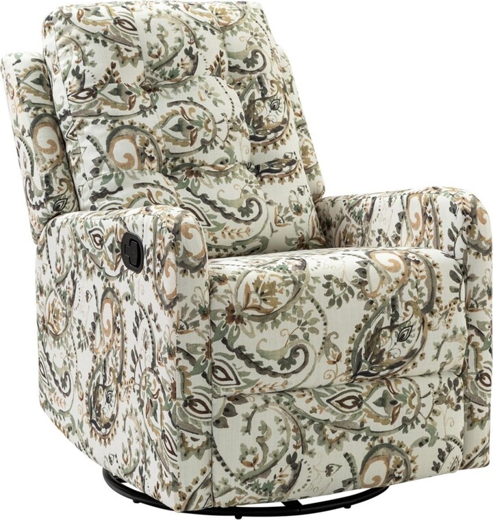 Hulala Home Arlette Transitional Swivel Recliner with Metal Base