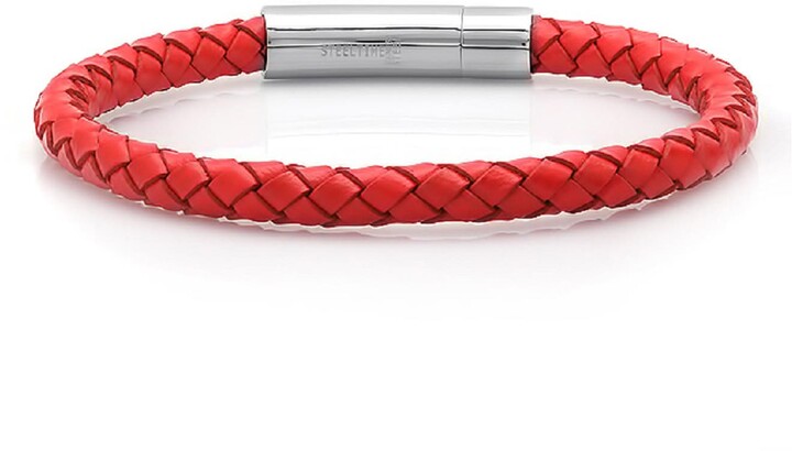 Sekora Ladies RED Premium Nappa Leather Braided High Quality Bracelet Wristband 