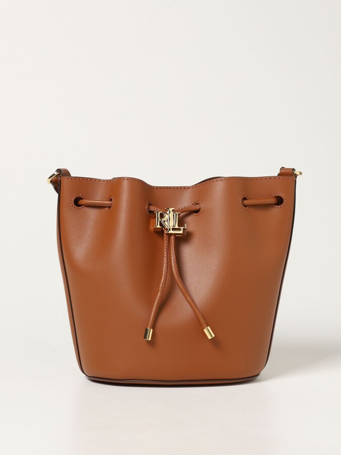lauren ralph lauren tan leather carmen cross body bolsa