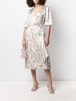L'Autre Chose Floral-Print Silk Wrap Dress