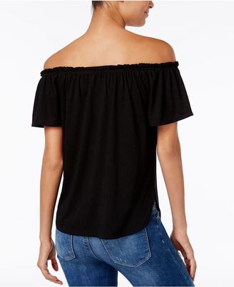 Hybrid Juniors' To The Moon Off-The-Shoulder Graphic Top