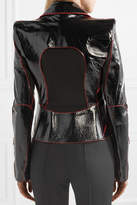 Thumbnail for your product : Thierry Mugler Paneled Textured Patent-leather Biker Jacket - Black