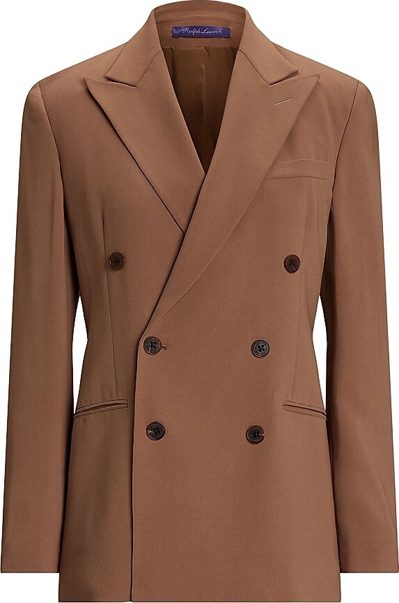 Ralph Lauren Collection Women's Harlee Stretch Cady Double-Breasted Jacket - Light Toffee - Size 0