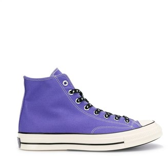purple high top tennis shoes