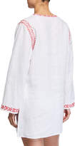 Thumbnail for your product : Johnny Was Azalea Embroidered Linen Long-Sleeve Tunic