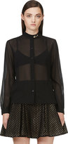 Thumbnail for your product : Versus Black Sheer Silk Pinned Blouse