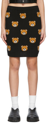 Moschino Black Wool All Over Teddy Bear Short Skirt
