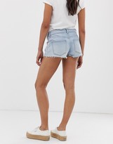 Thumbnail for your product : ASOS DESIGN Maternity recycled denim Alvey midrise short with raw hem in lightwash blue