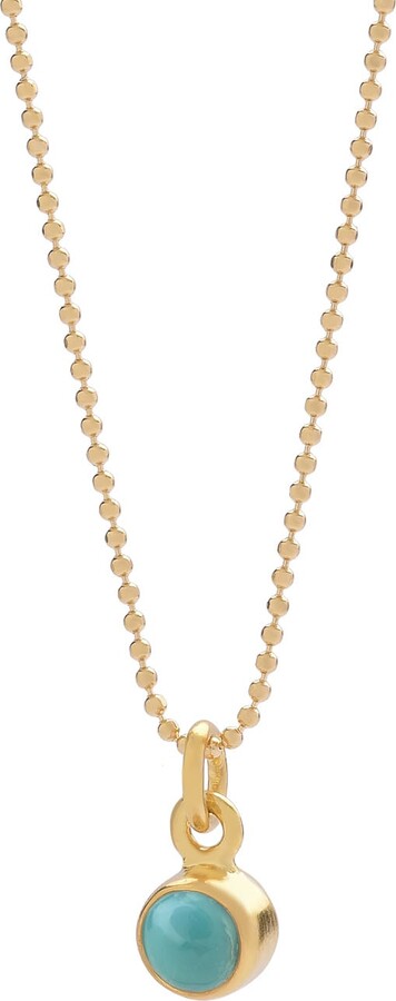 Nellou Jewellery Blue Gem Dot Turquoise Birthstone Necklace December Gold Plated Sterling Silver