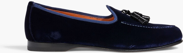 Santoni Andrea tasseled velvet loafers