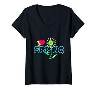 Womens I Love Spring Summer V-Neck T-Shirt