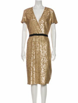 Thumbnail for your product : Burberry Plunge Neckline Knee-Length Dress w/ Tags Gold