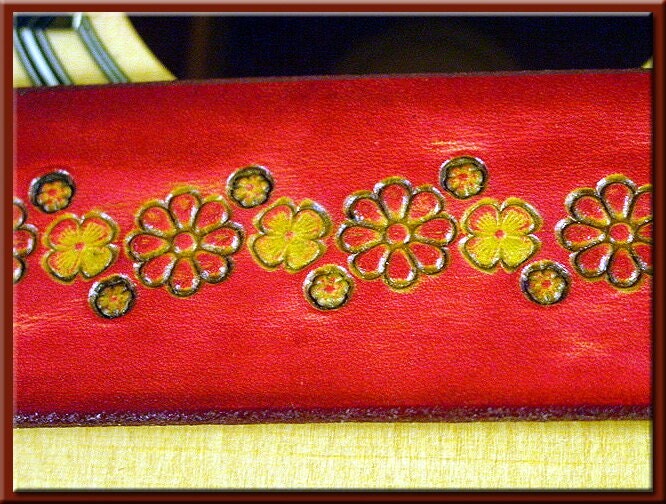 Flower Geo Design A Beautifully Hand Dyed, Crafted Leather Guitar Strap