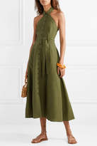 Thumbnail for your product : Mara Hoffman Net Sustain Rosemary Tencel And Linen-blend Halterneck Maxi Dress - Army green