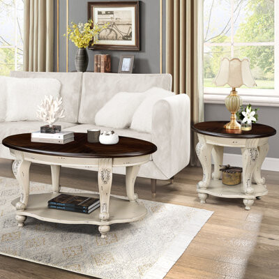 Latitude Run Living Room Coffee Table : Antique Flair, Solid Wood. Effortless Setup. Heat- Surface. Cherry Hue. Great For Limited Spaces. Rounded Corners Protectio