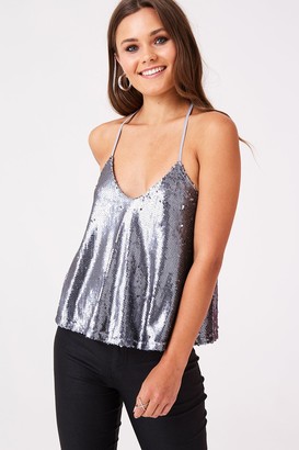 Outrageous Fortune Sequin Cami Top In Grey