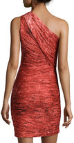 Thumbnail for your product : Halston Pleated Ruched One-Shoulder Dress, Pomegranate