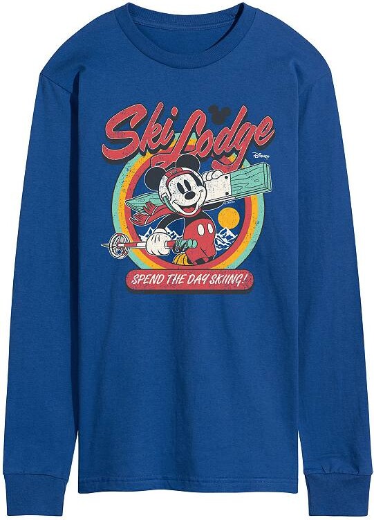 Licensed Character Men's Disney's Mickey Mouse Ski Lodge Long Sleeve Graphic Tee