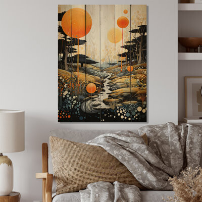 Latitude Run Geyser Geothermal Wonder Pointillism I On Wood Print