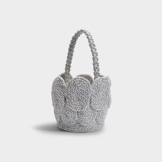 MEHRY MU Cha Cha Shell Bag In Shimmery Silver Satin Rope