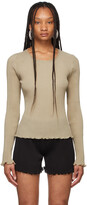 Thumbnail for your product : PRISCAVera Taupe Pleated Knit Sweater