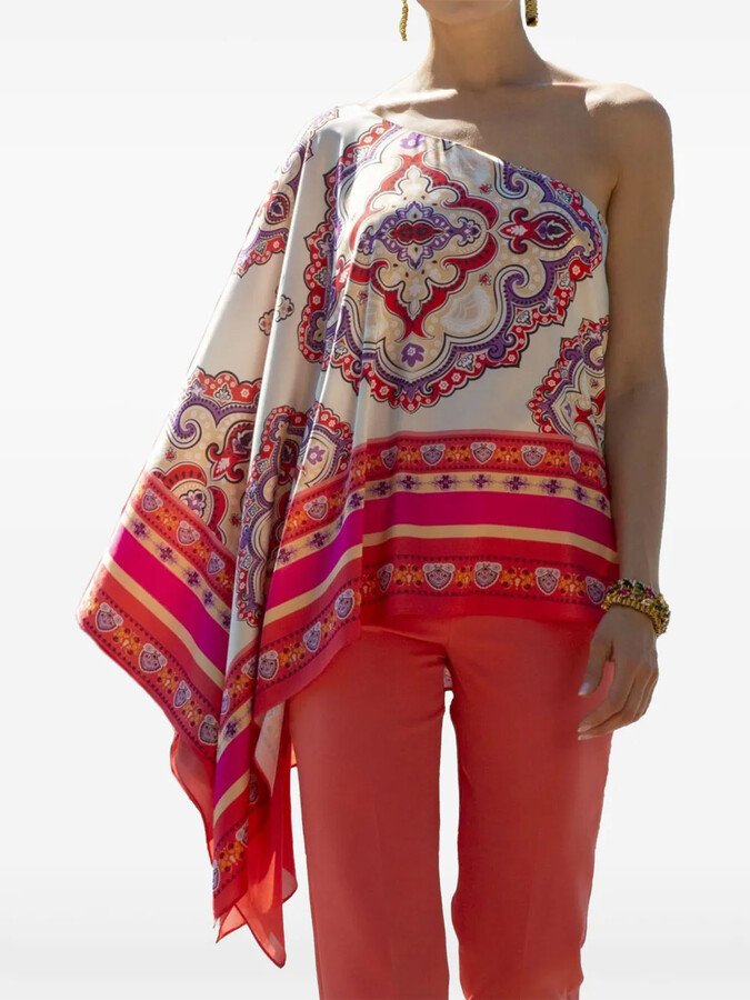 Hanita One-Shoulder Patterned Top