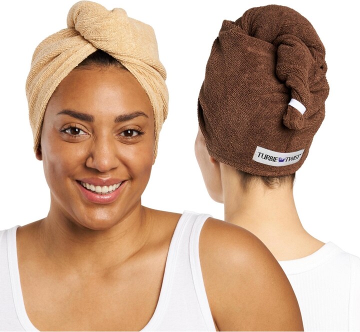Turbie Twist Microfiber 2 Pack (Sheepskin, Pinecone) - Brwon beige