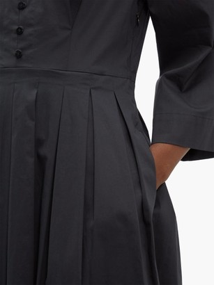 STAUD Pleated-skirt Cotton-blend Poplin Shirtdress - Black