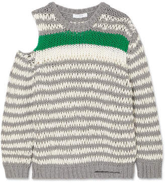IRO Clapish Cold-shoulder Striped Cotton-blend Sweater