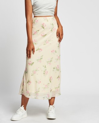 Reverse Women's Yellow Midi Skirts - Floral Midi Skirt - Size S at The Iconic