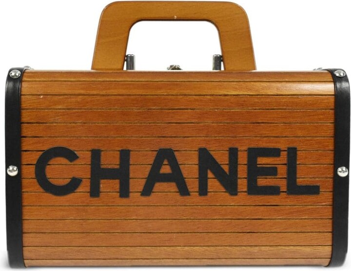 Chanel Pre Owned 1995 CC wooden vanity handbag - ShopStyle Makeup & Travel  Bags