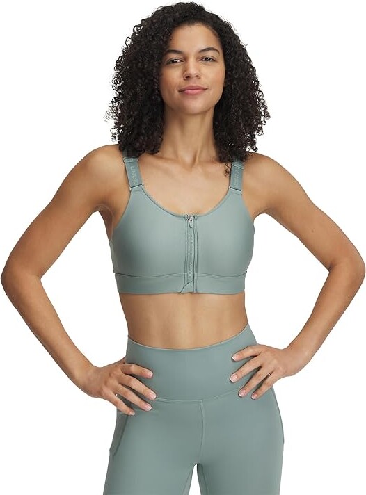 Under Armour Infinity High Impact Zip Sports Bra Women's Bra Silica Green : LG A-C Elastane/Mesh/Polyester