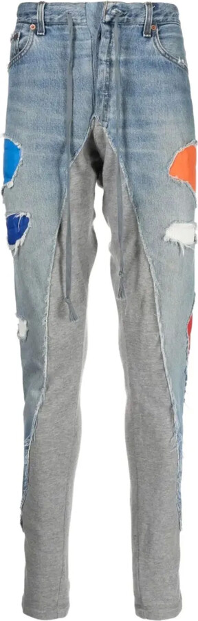 Greg Lauren Patchwork Distressed-Denim Track Pants