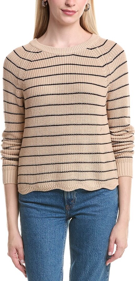 Autumn Cashmere Cotton By Striped Shaker Rib Sweater