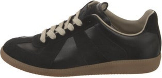 Maison Margiela Leather Low Top Sneakers Black Round-Toes Lace-Up Closure at Uppers Unfortunately, due to restrictions, this item may not be eligible for shipping in all areas.