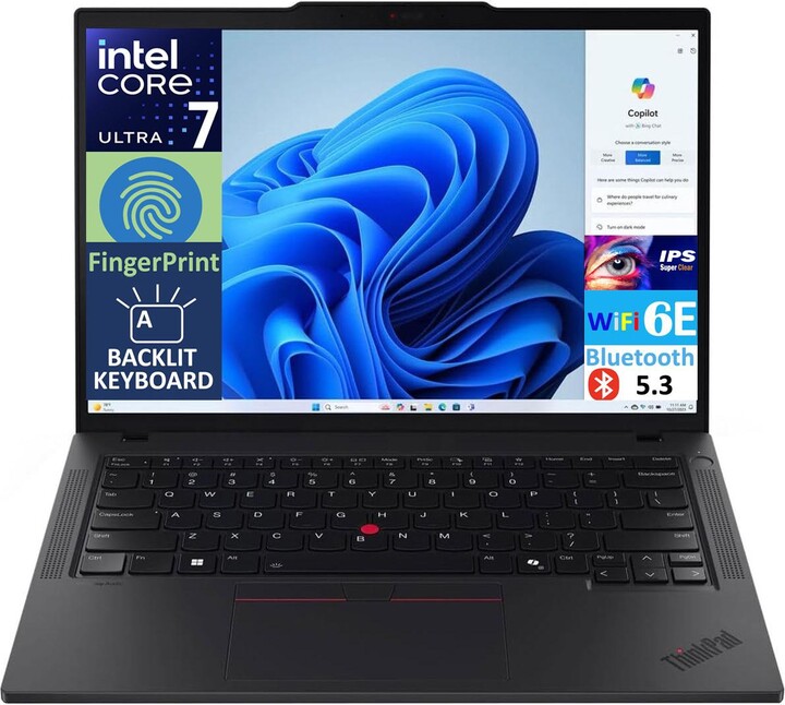 Lenovo T14 Gen 5 Ai Powered Laptop 14.0" Ips Wuxga Display (Intel Core Ultra 7 155U, 32GB DDR5, 2TB PCIe Ssd, Intel Graphics,Fp, 2 TB4, Win 11 Pro) -