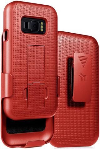 Nakedcellphone Red Hard Case Cover and Belt Clip Holster for Samsung Galaxy XCover FieldPro