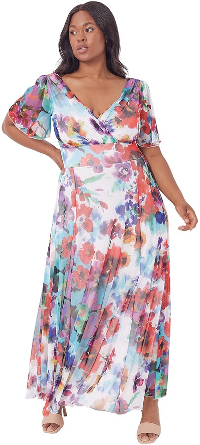 plus size white floral maxi dress