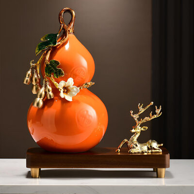 Elegant Oriental Ceramic Hulu Decor - Auspicious Blessing For Home