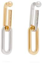 Thumbnail for your product : Burberry Crystal Embellished Mismatched Chain Link Earrings - Womens - Gold