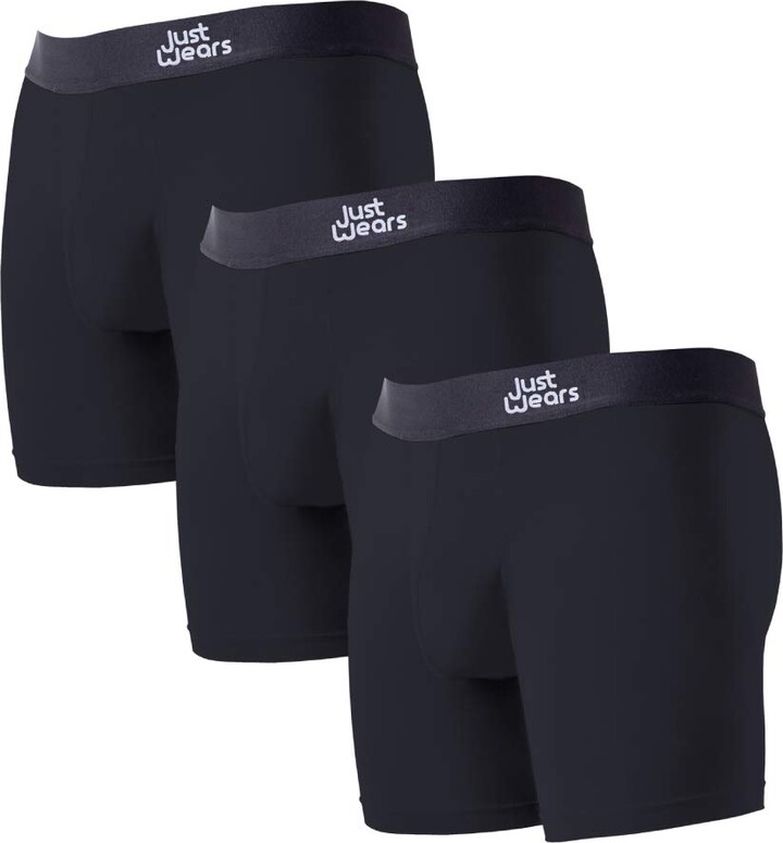 JustWears Boxer Briefs Pack of 3 Anti Chafing No Ride Up Organic Underwear for Men Perfect