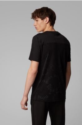 HUGO BOSS Regular-fit T-shirt in cotton with layered metallic logo