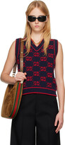 Thumbnail for your product : Gucci Navy & Red GG Vest