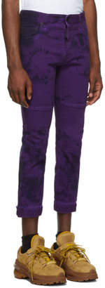 DSQUARED2 Purple Tie and Dye Ski Biker Jeans
